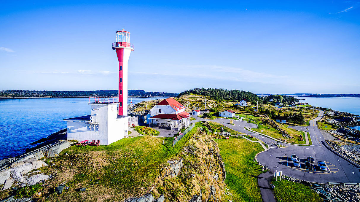 Coastal view with lighthouse