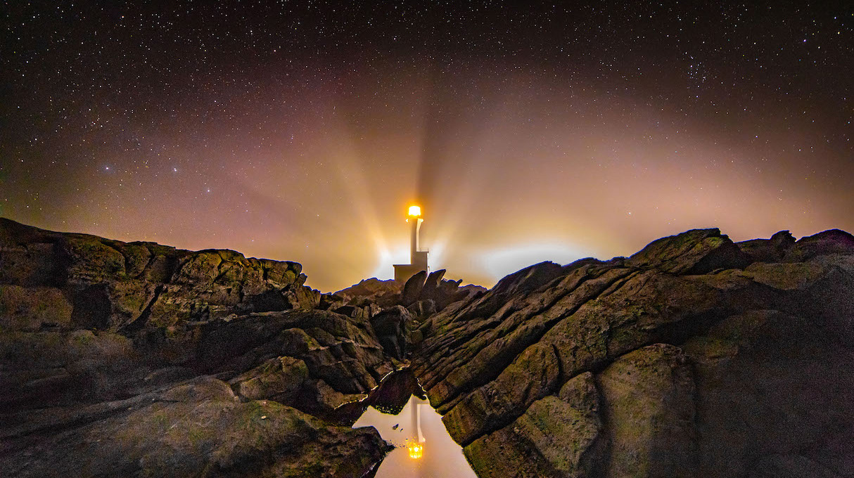 Dark rocks near the end of sunset